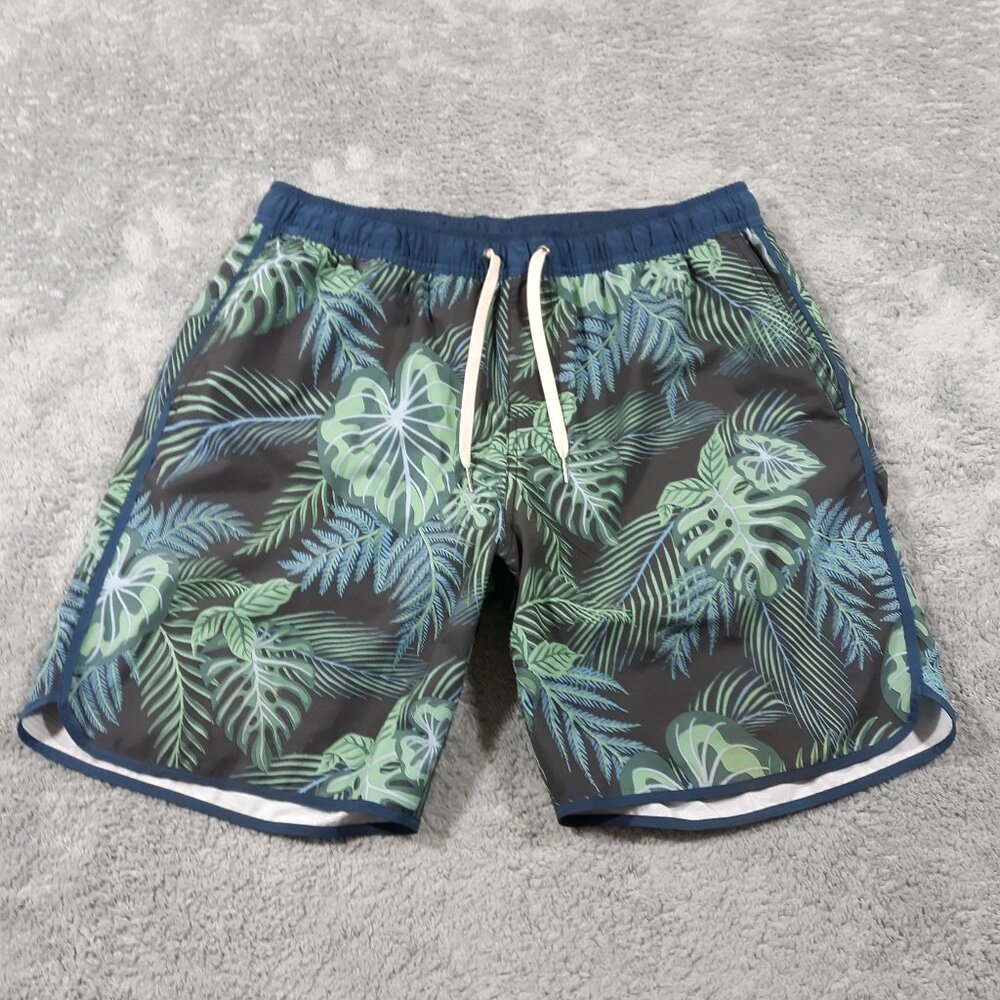 Fair Harbor Shorts Mens XL Beach Floral Elastic Waist Lined Black Green